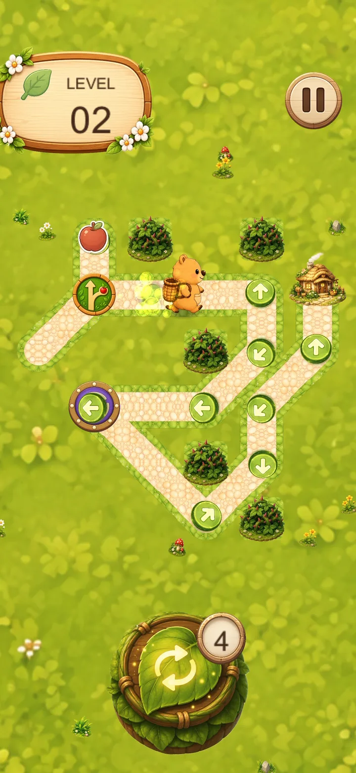 A Quokka Run level: the quokka running along an island trail with arrow tiles